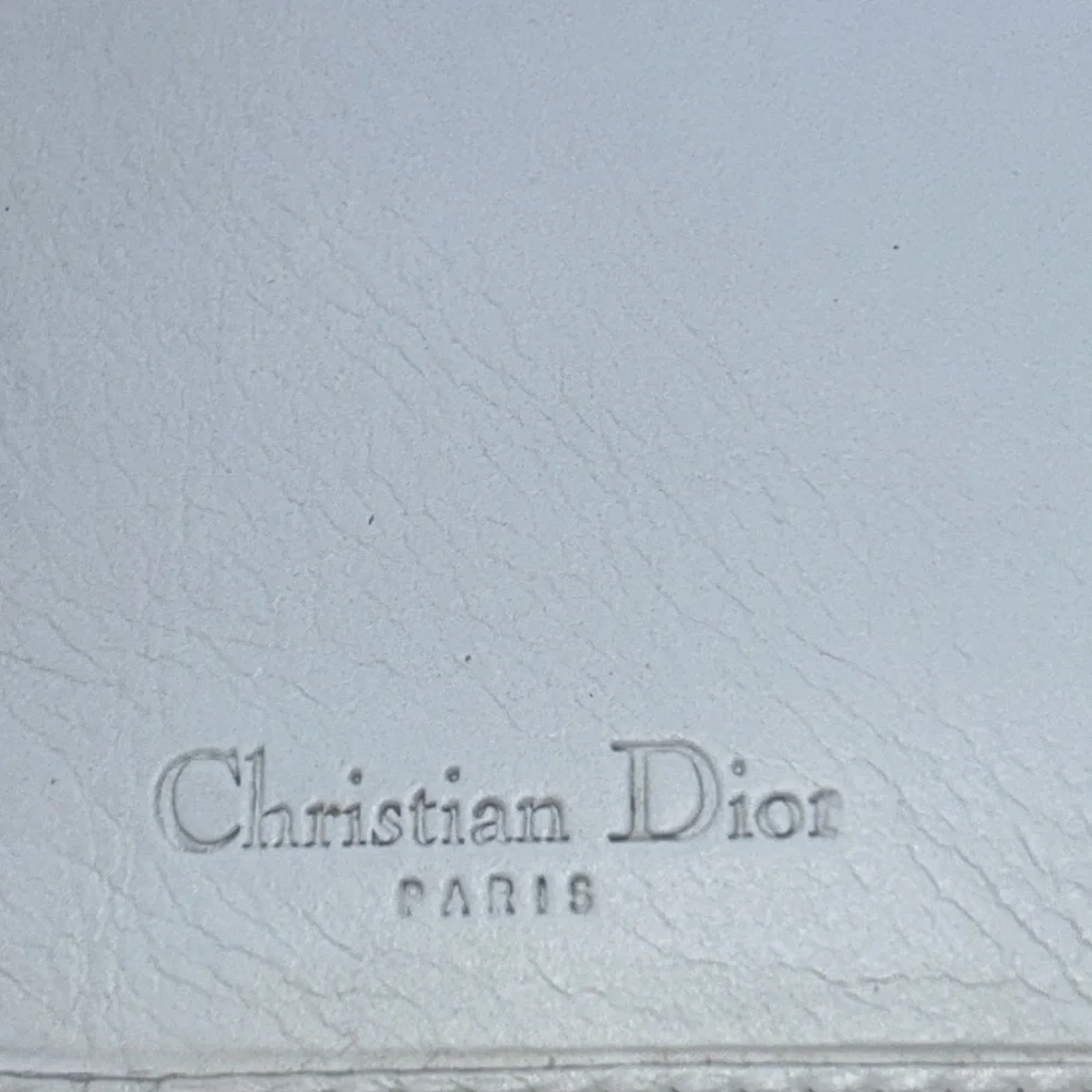 Dior Leather Cannage D Charm Wallet in White